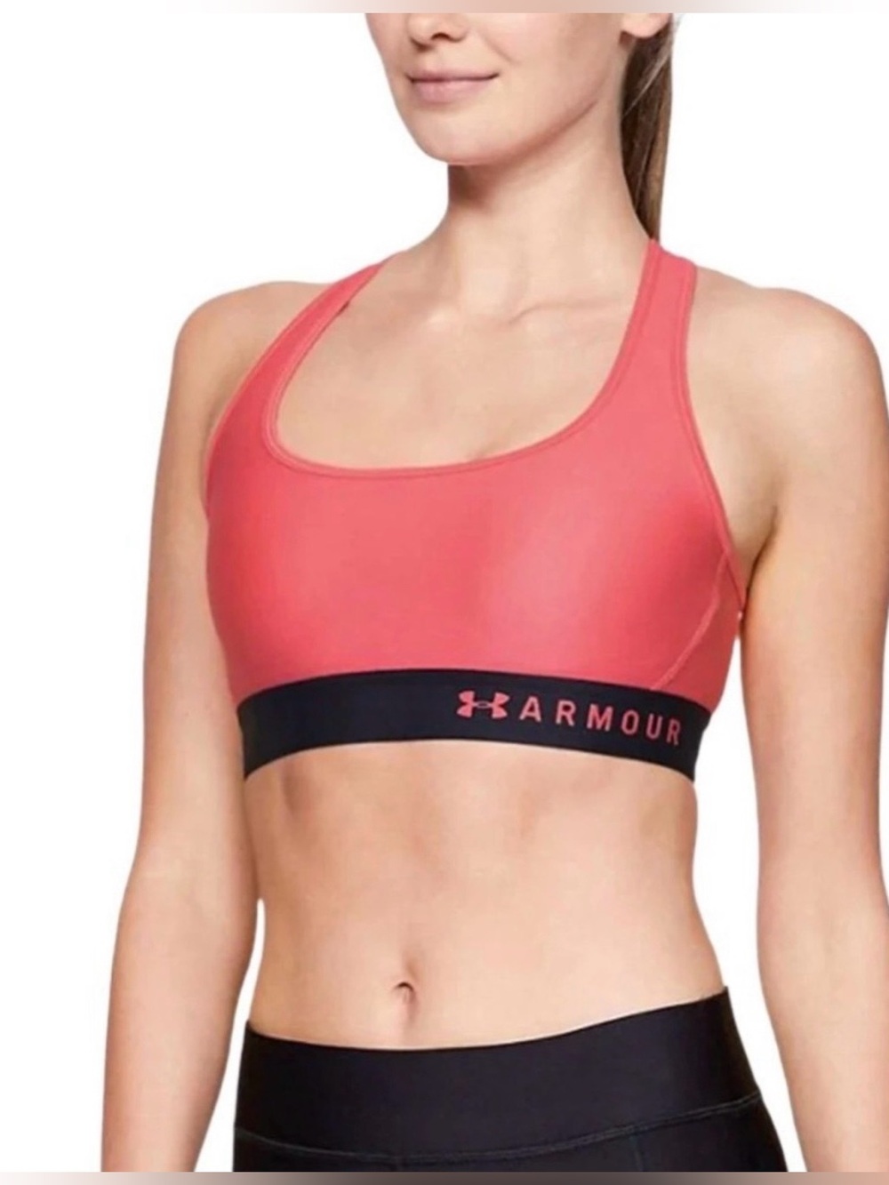 Under Armour  Womens  Mid Crossback Sports Bra Coral